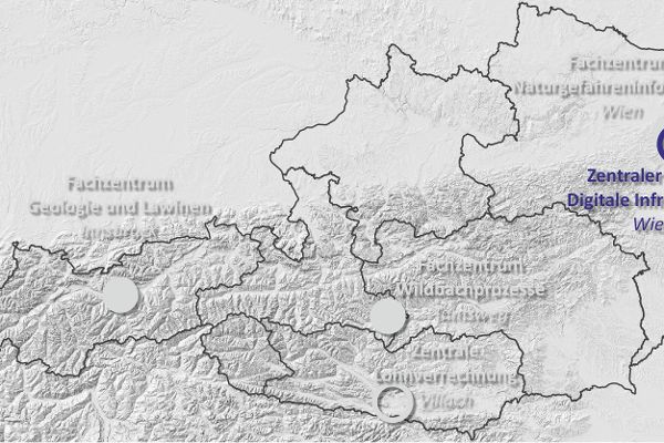Österreichkarte von dem Zentralem Dienst Digitale Infrastruktur der Wildbach- und Lawinenverbauung