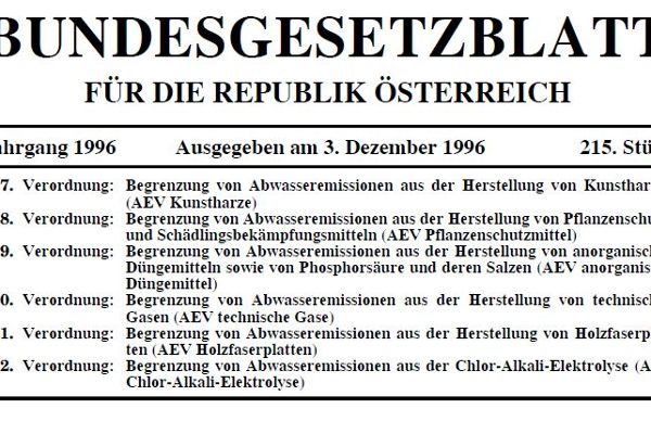 Bundesgesetzblatt Abwasseremissionsverordnung anorganische Düngemittel