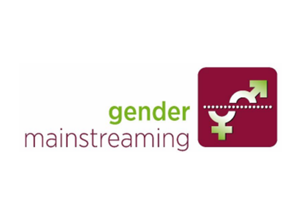 Logo with the symbols for female and male and the text: Gender Mainstreaming