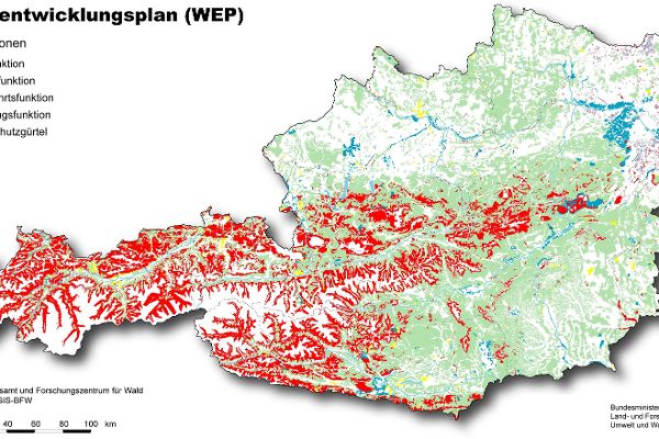 Karte der Waldfunktionen 