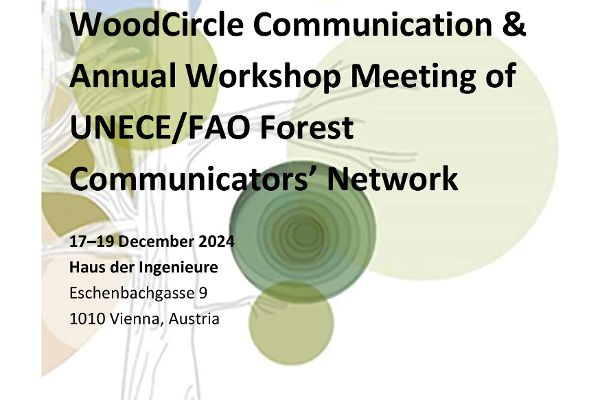 Titelblatt Programm WoodCircle Communication &  Annual Workshop Meeting of  UNECE/FAO Forest  Communicators’ Network