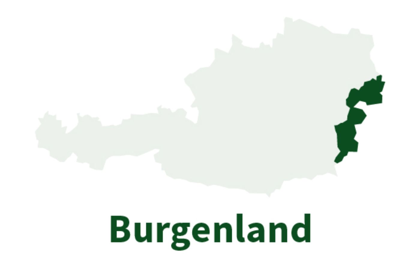 Österreichkarte in der nur das Burgenland farblich hinterlegt ist. 