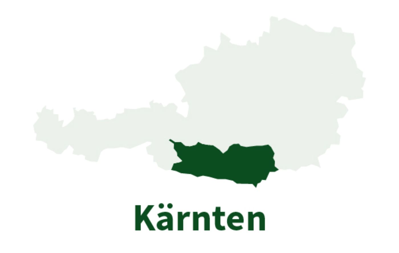 Österreichkarte in der nur das Bundesland Kärnten eingefärbt ist. 