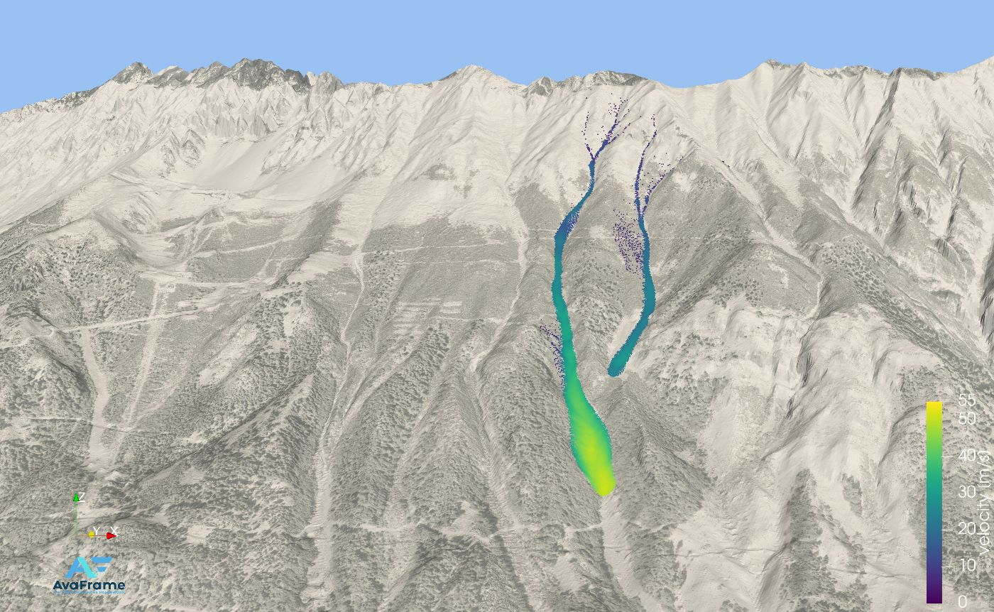 Simulation am Beispiel der Arzler Alm-Lawine in Innsbruck