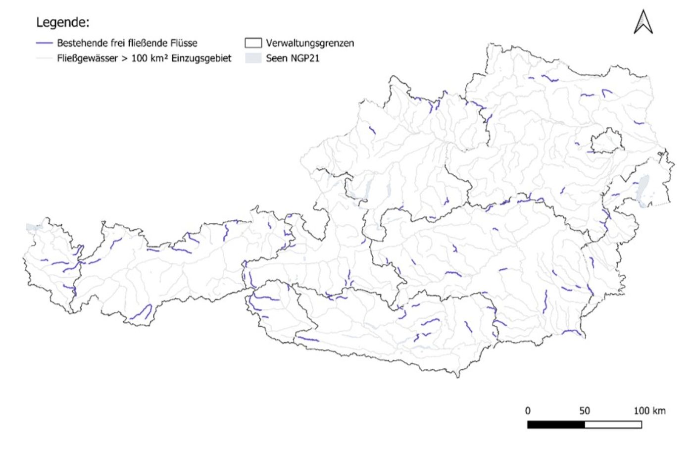 Grafik "Frei fließende Gewässerstrecken in Österreich"