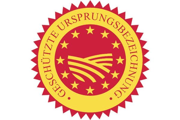 yellow-red seal with the wording: “Geschützte Ursprungsbezeichnung” (Protected designation of origin)