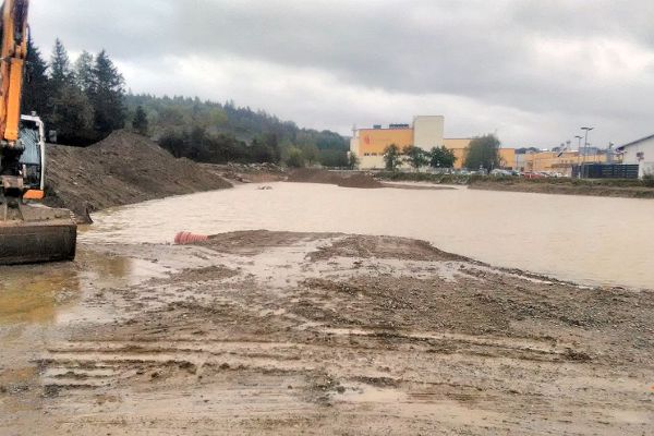 Tannenbach, Überflutung Oktober 2020 vor Constantia-Teich