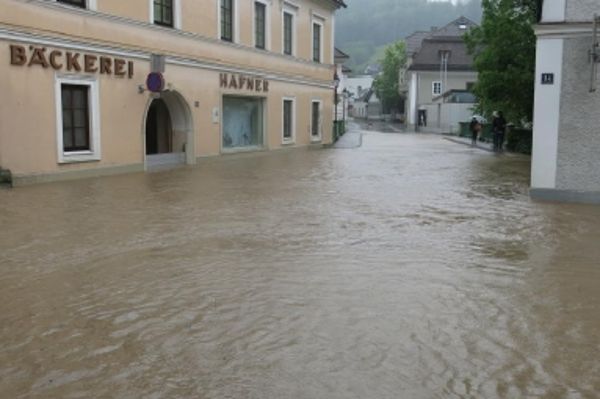Überflutung durch den Prollingbach in der Gemeinde Ybbsitz