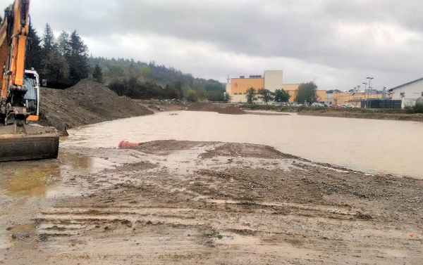 Tannenbach, Überflutung Oktober 2020 vor Constantia-Teich