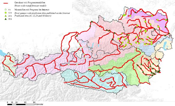 Grafikkarte - Hochwasserprognosemodelle in Österreich 