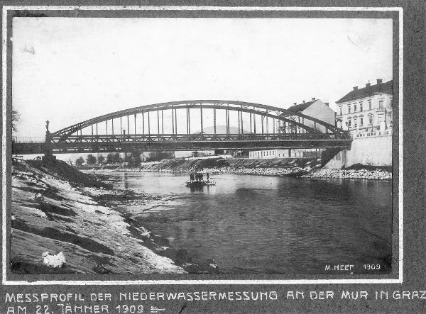 Abflussmessung an der Mur in Graz am 22. Jänner 1909
