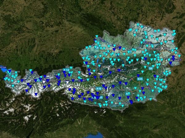 Österreichkarte - an vielen Gewässern in Österreich