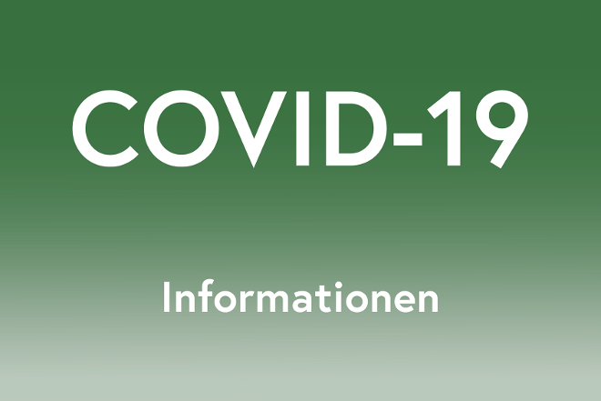 grüner Hintergrund mit Text: Covid-19 Informationen
