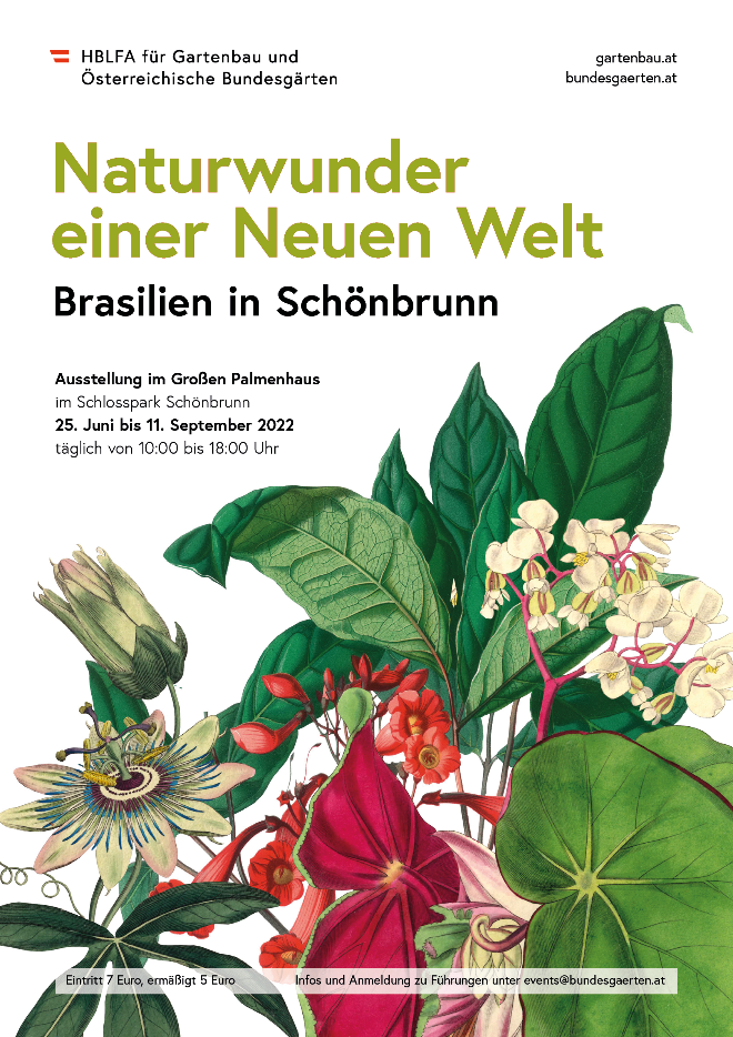 Plakat für die Naturwunder eine Neuen Welt mit üppigen floralen Illustrationen