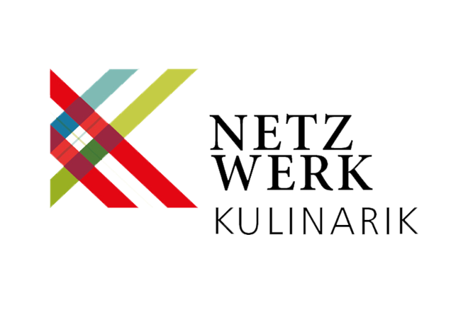 Logo des Netzwerks Kulinarik, Schriftzug mit bunten Strichen