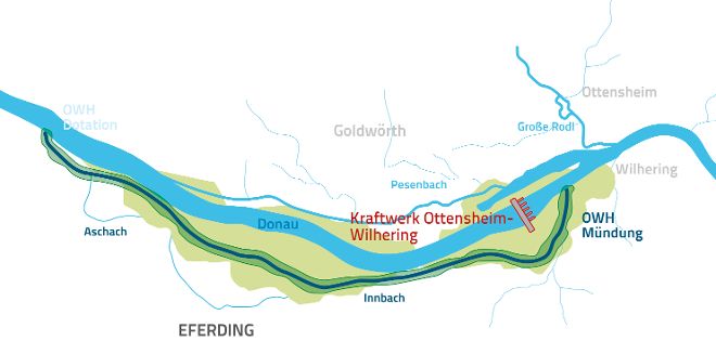 Graphische Darstellung der Fischwanderhilfe Ottensheim-Wilhering