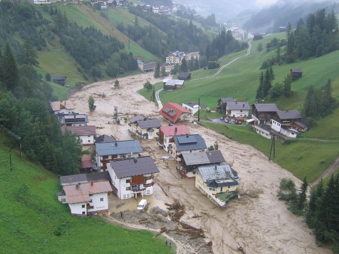 Luftaufnahme Hochwasser 2005 - Trisanna