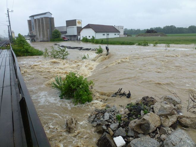 Foto eines Hochwasserereignisses der Zaucha in Melk 2013.